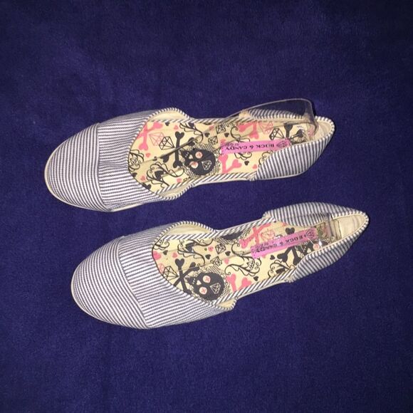 Rock & Candy by Zigi Munchie Flats Size 7 Striped Fabric Sneaker Blue White - Picture 9 of 10